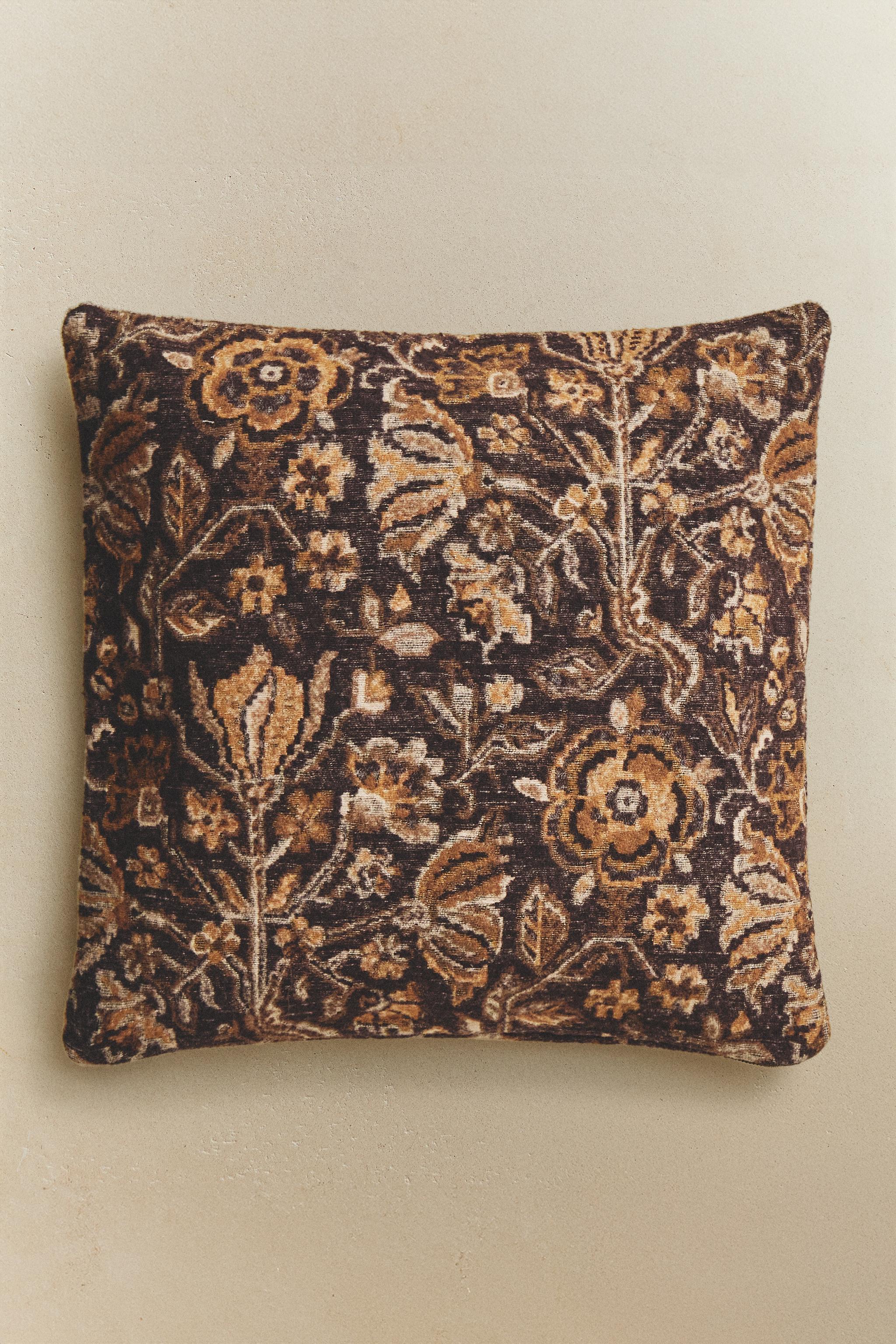 FLORAL WOOL THROW PILLOW COVER